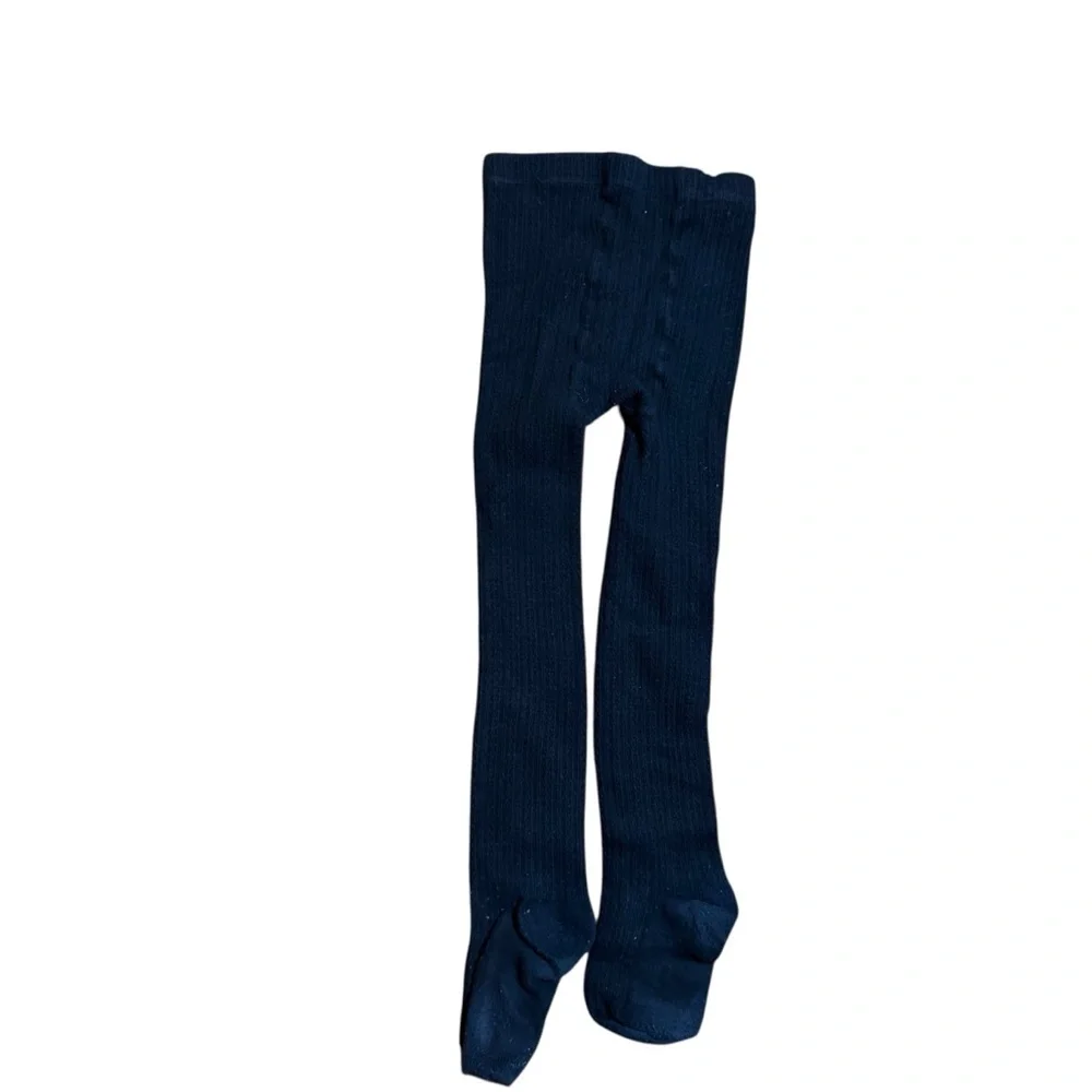 Girls Black Cotton Blend Tights Size 7-8 Years